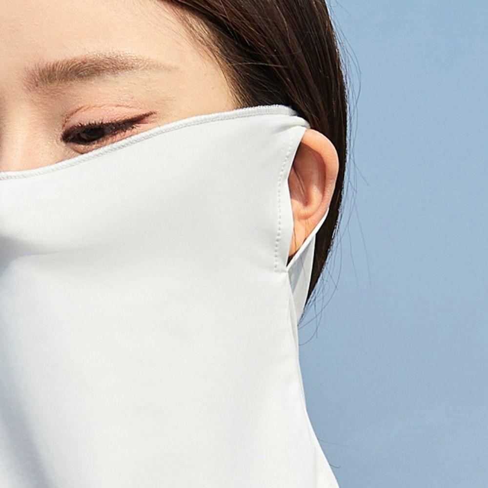 Anti-UV Ice Silk Neckline Face Gini Mask With Neck Flap Driving Face Shield Veil  Fishing