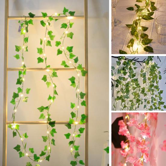 Artificial Light Faux Cherry 10 Ft Garland String Blossom Garland Green Creeper
