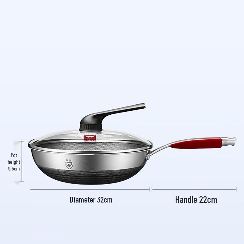 Kangbach 32cm Honeycomb Non-Stick Stainless Steel Wok