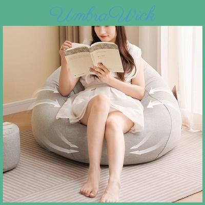 Modern Linen Fabric Bean Bag Chair With Removable Washable Cover For Living Room Relaxation