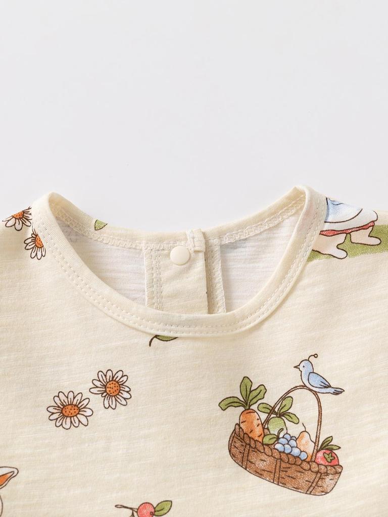 Girls' Summer Floral Cotton Princess Dress - Short-Sleeved Fashionable Outfit