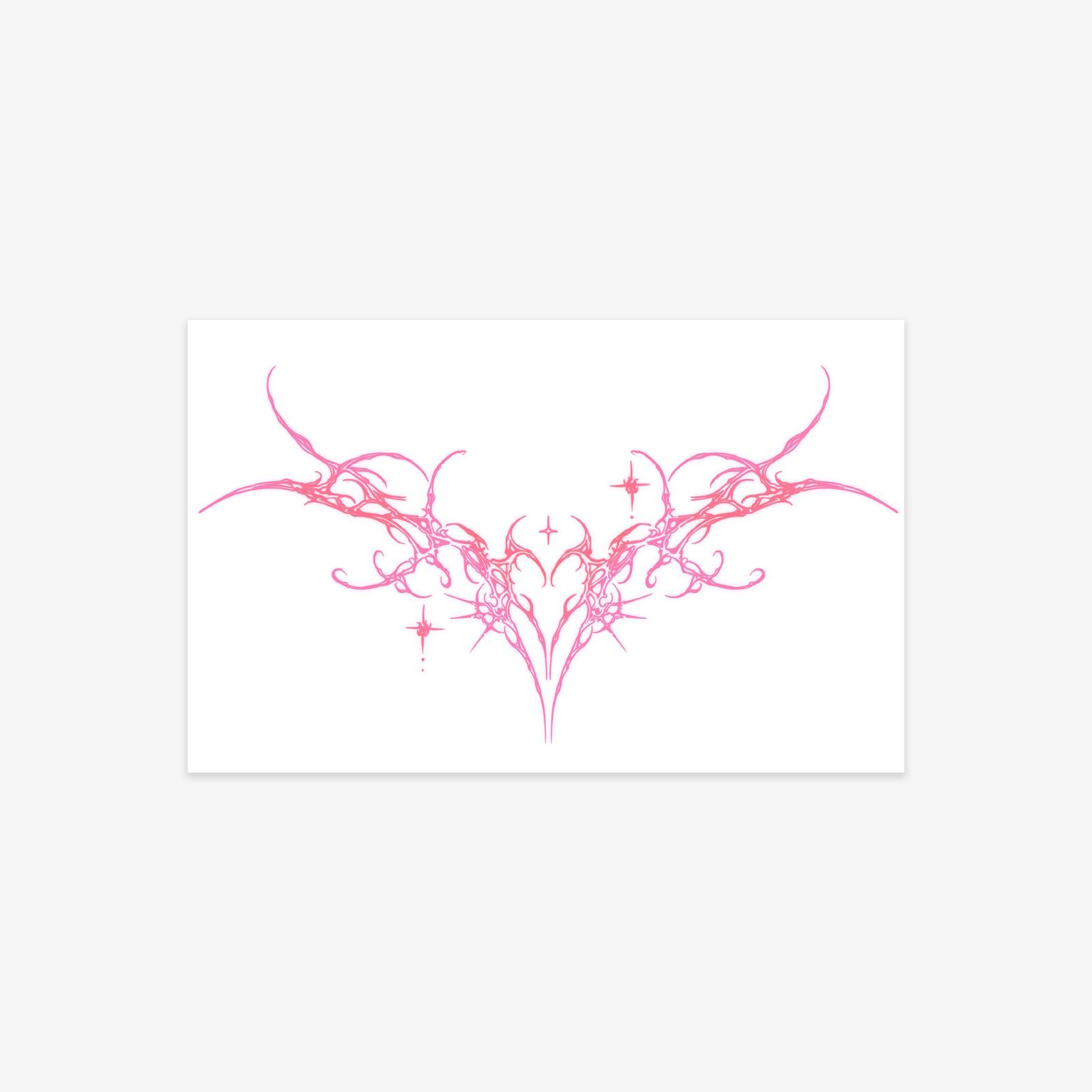 Tattoo Sticker Pink Succubus Love Wings Imprint Tattoo Sticker Waterproof Sexy Female Back Waist Tattoo Sticker 19*12