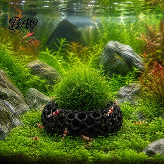 Dwarf Shrimp Hideout 2Pcs Caves for Plants, Aquarium Round Hideouts, Cherry & 3D Printed Cave Hides Moss Ferns And Anubias, Tank Decoration Structure