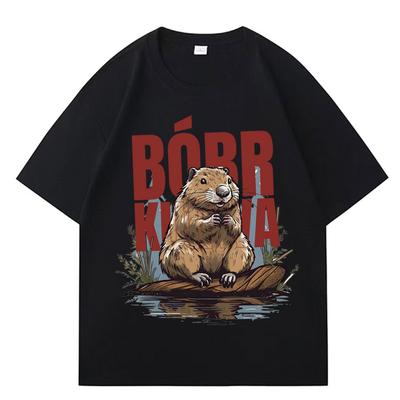 Bober Kurwa Bober T-shirt Funny Beaver Meme Men and Women Classic Casual Oversized Summer Print 100% Pure Cotton T-shirt
