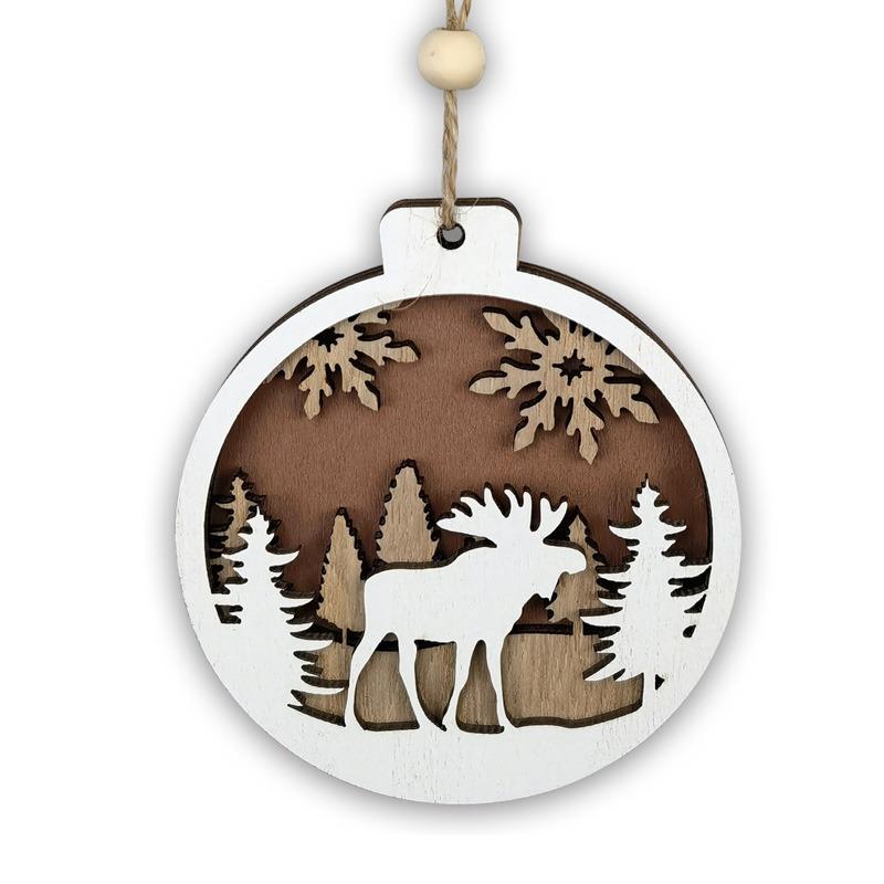 Noel Ahşap Kolye 3D Geyik Noel Baba Ağacı Asılı Süsler Noel Dekor