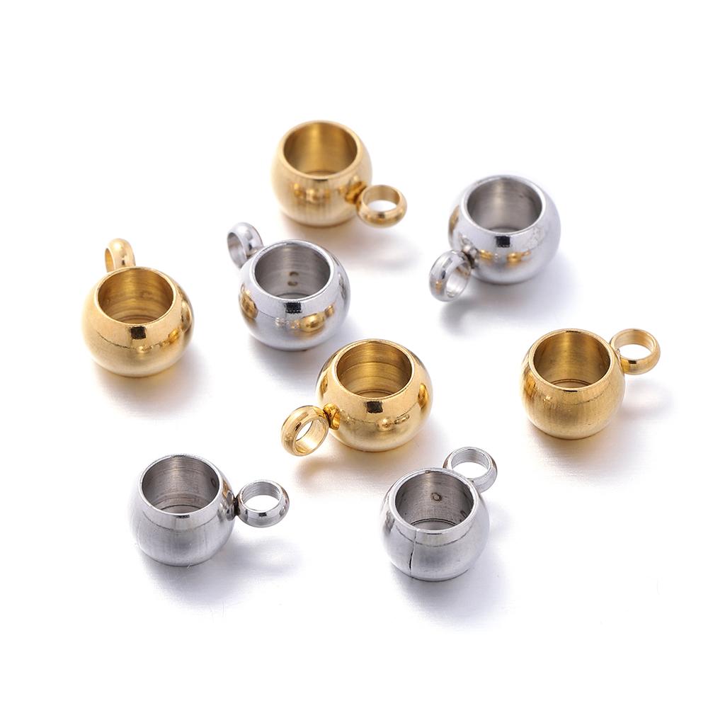 10Pcs/Lot Stainless Steel Spacer Beads Pendant Charms Clasps Bail Beads for Bracelet Necklace DIY Jewelry Making Findings