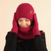 3 Pcs/Set Women Winter Hat Scarf Gloves Set Thick Plush Knitted Warm Cap Gloves Elastic Ear Windproof Wi