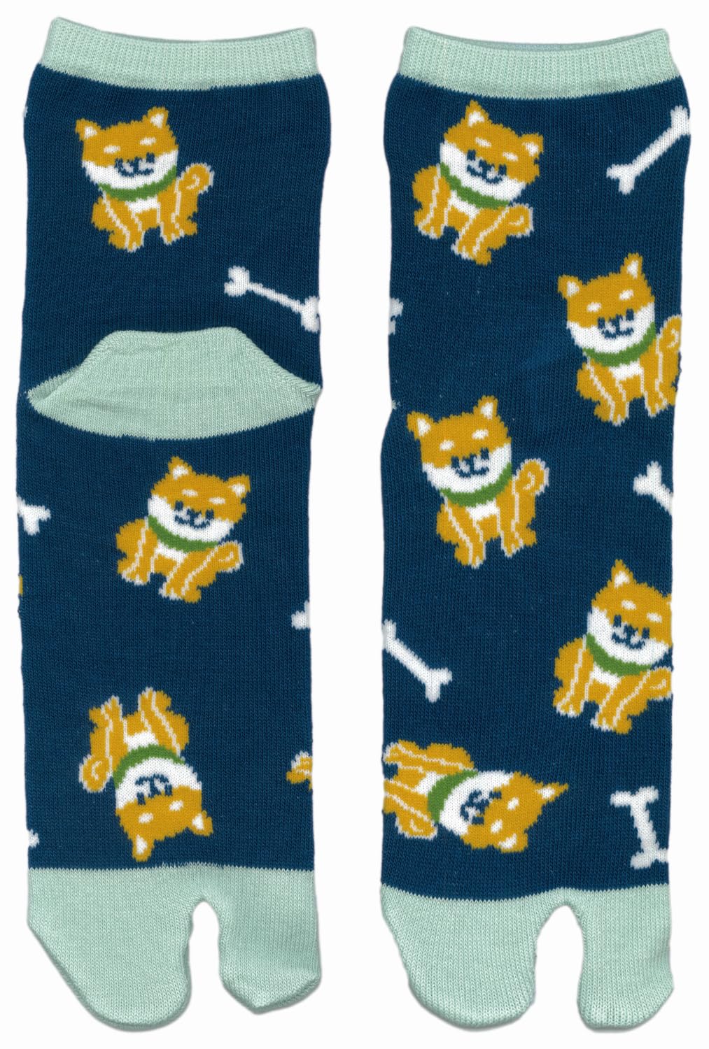 Носки-таби Wabunka с изображением луговых собачек и сиба-ину, [TKU-021]