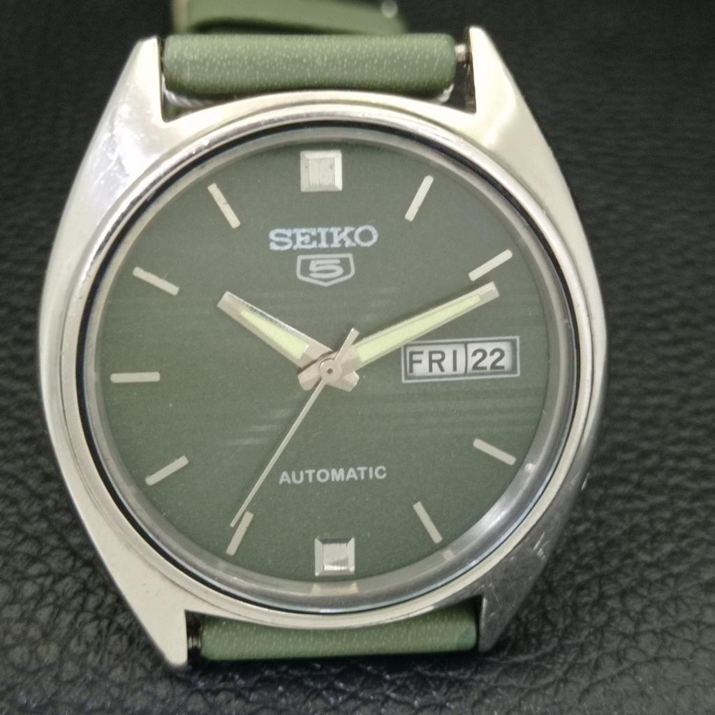 VINTAGE SEIKO 5 AUTOMATIC 6309A JAPAN MENS GREEN COLOR DIAL WATCH A701507-5 R206b-a701507