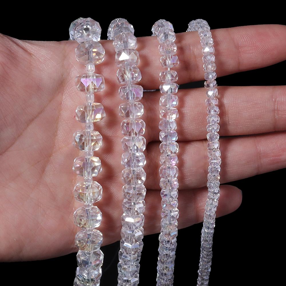 4 6 8 10mm Faceted Crystal Beads Transparent AB Wheel Glass Loose Beads For Jewelry Making DIY Bracelets Necklace Accessories