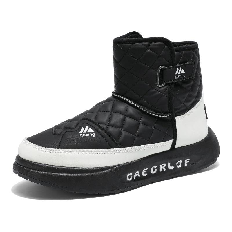 Winter Warm Thick-soled Velcro Snow Boots Green and Young Piled Thickened Bread Shoes High-top Cotton Shoes Outdoor Men's Shoes