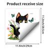 Reading Kitten with Butterflies and Flowers Toilet Wall Sticker Self-Adhesive Removable for Bedroom Living Room Bathroom Decor
