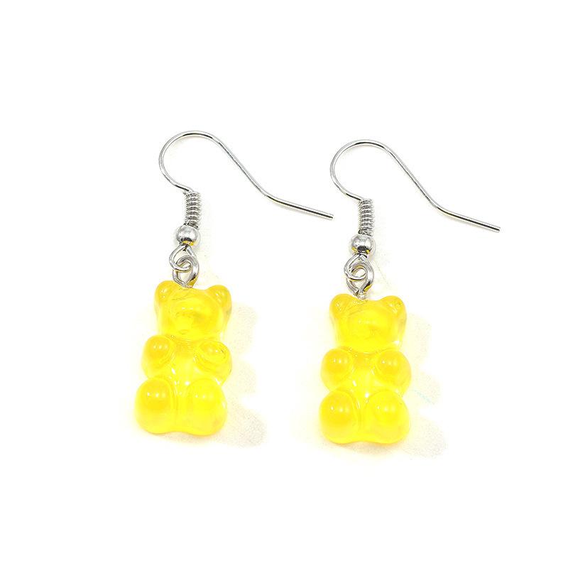Colorful Jelly Resin Bear Earrings - European & American Fashion