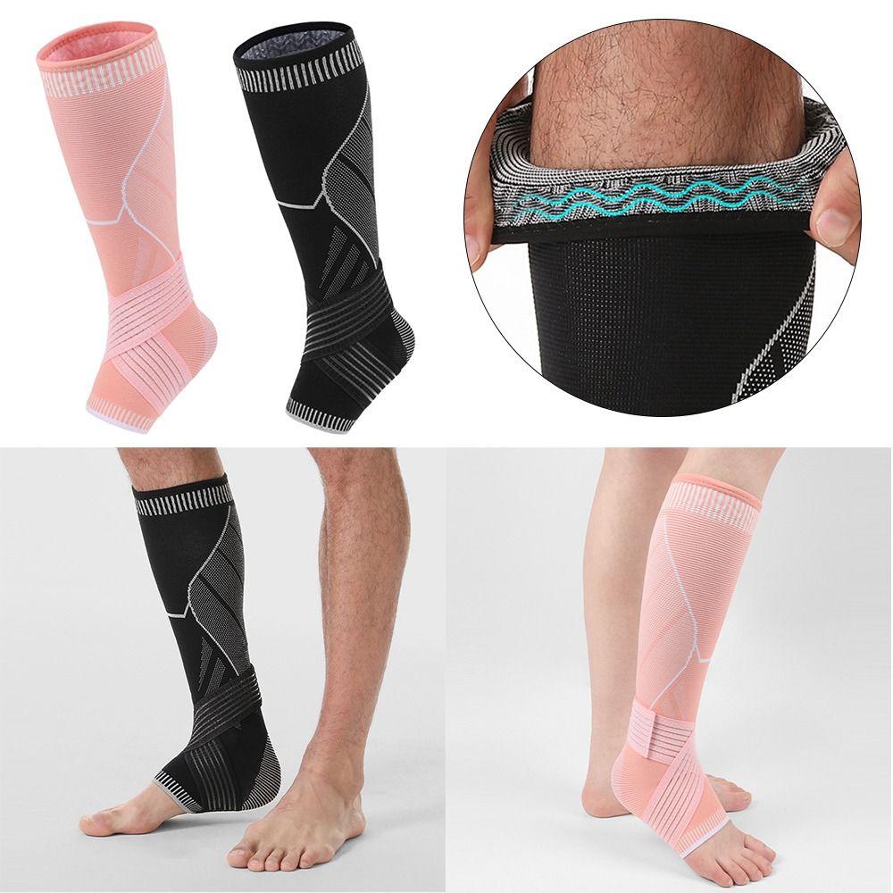 Black Pink Ankle Protection Socks Silicone Anti Slip Dots Sport Calf Guard  Basketball Soccer