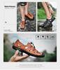 Men's 2024 Breathable Genuine Leather Summer Beach Sandals – Soft Sole, Hollow Design.