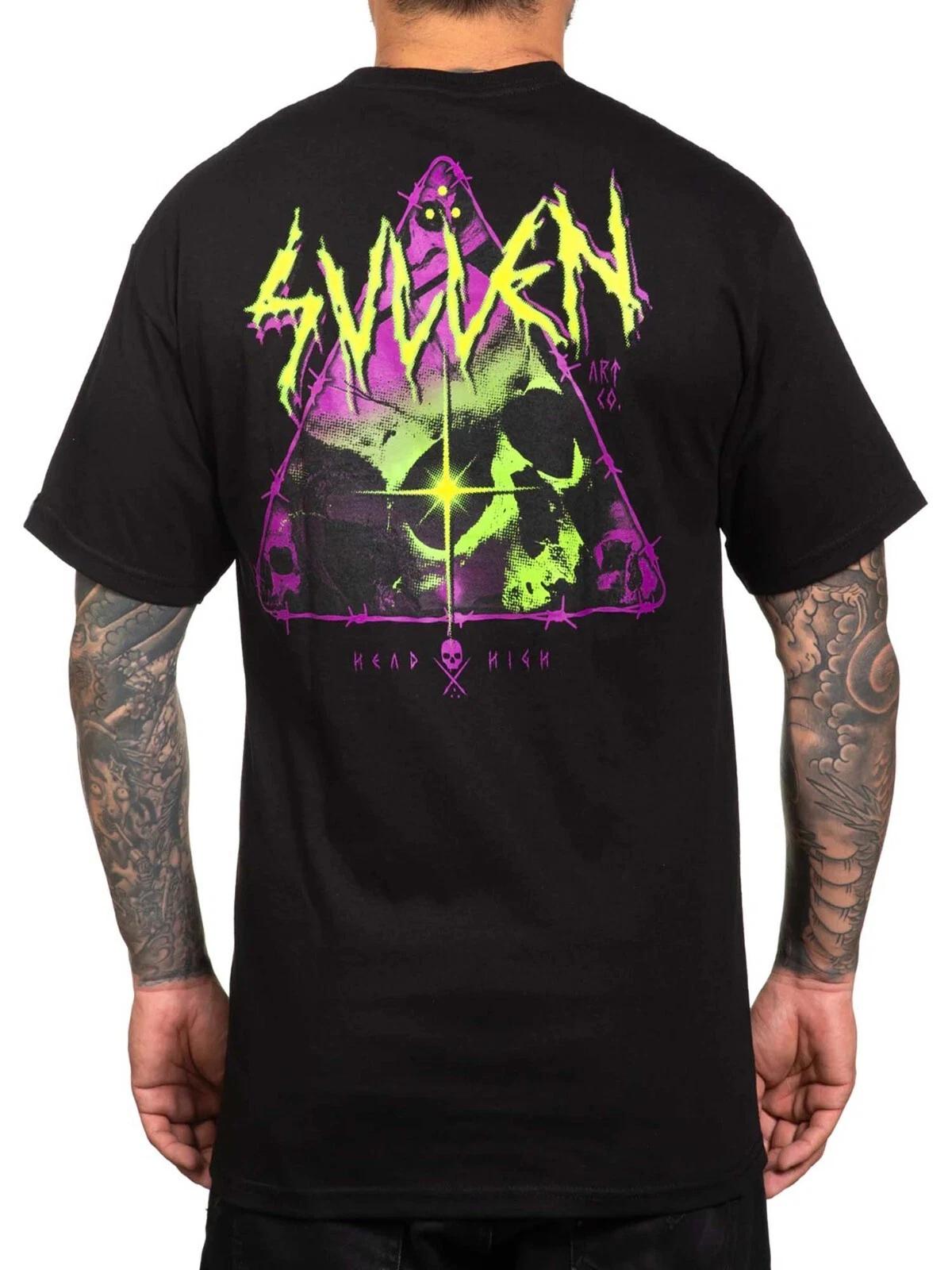 

Sullen Men s Head High Short Sleeve Standard T-shirt Neon Tattoo Logo Art Tee 2XL