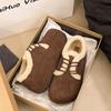 Fashion Winter New Flat Shoes Women's Fashion Round Head Suede Front Lacing Soft Sole Anti-slip Wear-resistant Low-top Shoes