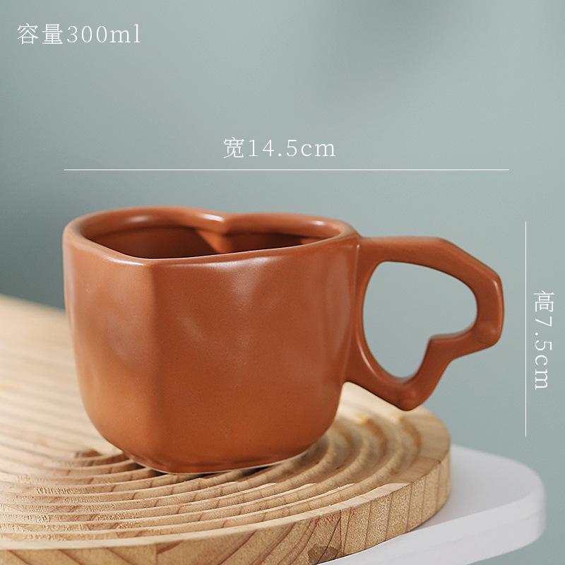 300ML European Ceramic Heart Coffee Cup Exquisite Afternoon Tea Flower Tea Latte Coffee Mug Home Use Heart-shaped Breakfast Mug