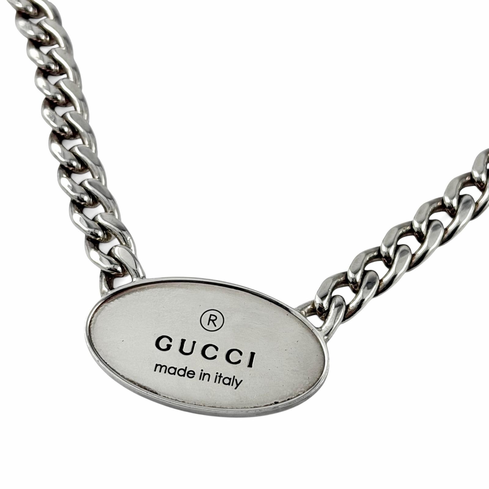 

Very Good GUCCI Necklace Trademark Oval Plate Chain Silver AG925 mens 797142 Used