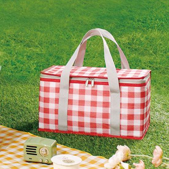 Picnic Bag Waterproof Insulated Cooler with Thick Aluminum Lining Wear-Resistant Oxford Cloth Mat Foldable Seating Pad for Outdoor Camping Beach