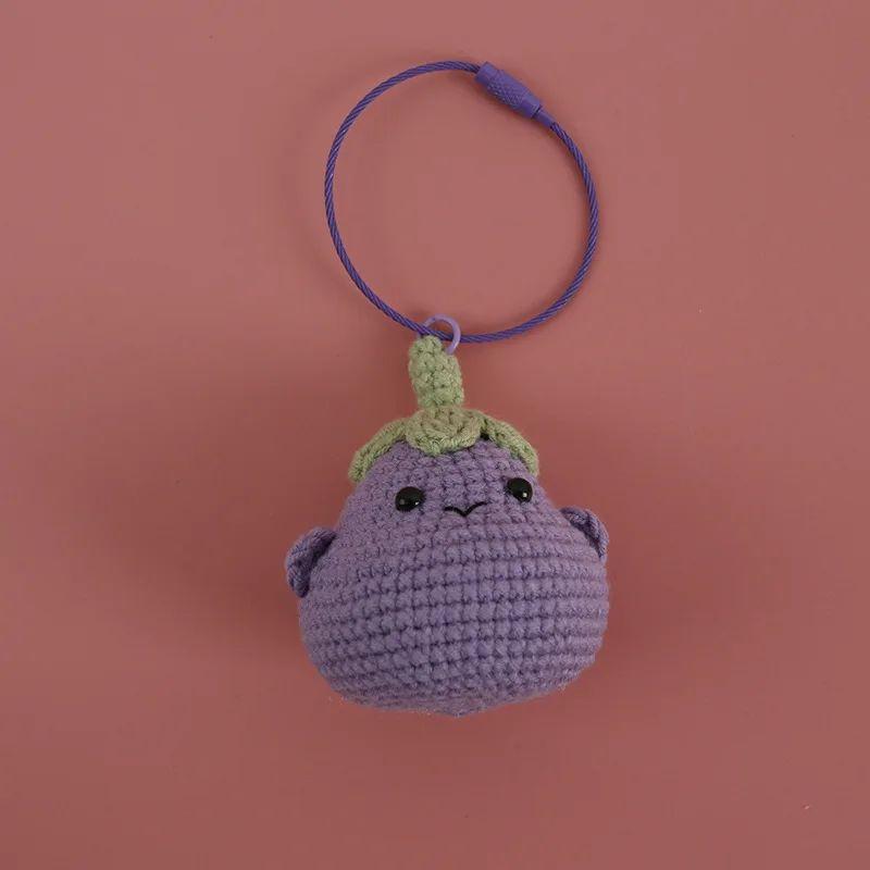 Creative Crochet Keychains Funny Expression Vegetable Doll Keychains Knitting Handmaking Cute Keyrings Bag Pendant Accessories