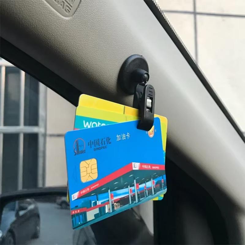 4Pcs Car Interior Window Clip Mount Black Suction Cap Clip Plastic Sucker Removable Holder For Sunshade Curtain Towel Ticket