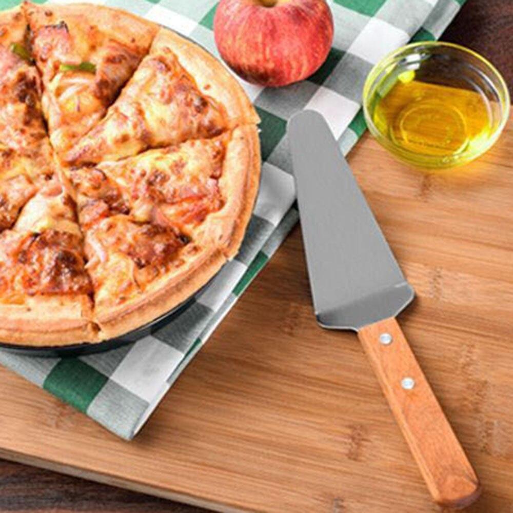 1Pc łopatka do ciasta ze stali nierdzewnej nóż do ciasta Pizza ser serwer rozdzielacz do ciasta noże łopatka do ciasta z drewnianą rączką narzędzia do pieczenia
