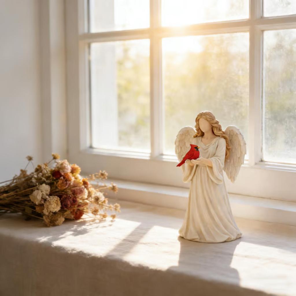 Healing Angel Cardinal Memorial Statue European Minimalist Style Home Decor Item Warm and Commemorative Desktop Soft Furnishings