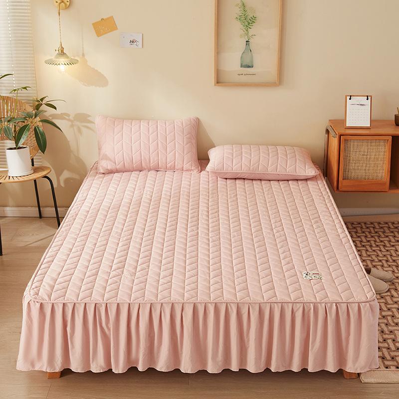 

Категория А для матери и ребенка, утолщенный хлопок из необработанного хлопка, стеганая юбка для кровати из соевых бобов, защитный чехол, простыня, покрывало, наматрасник 90x190cm