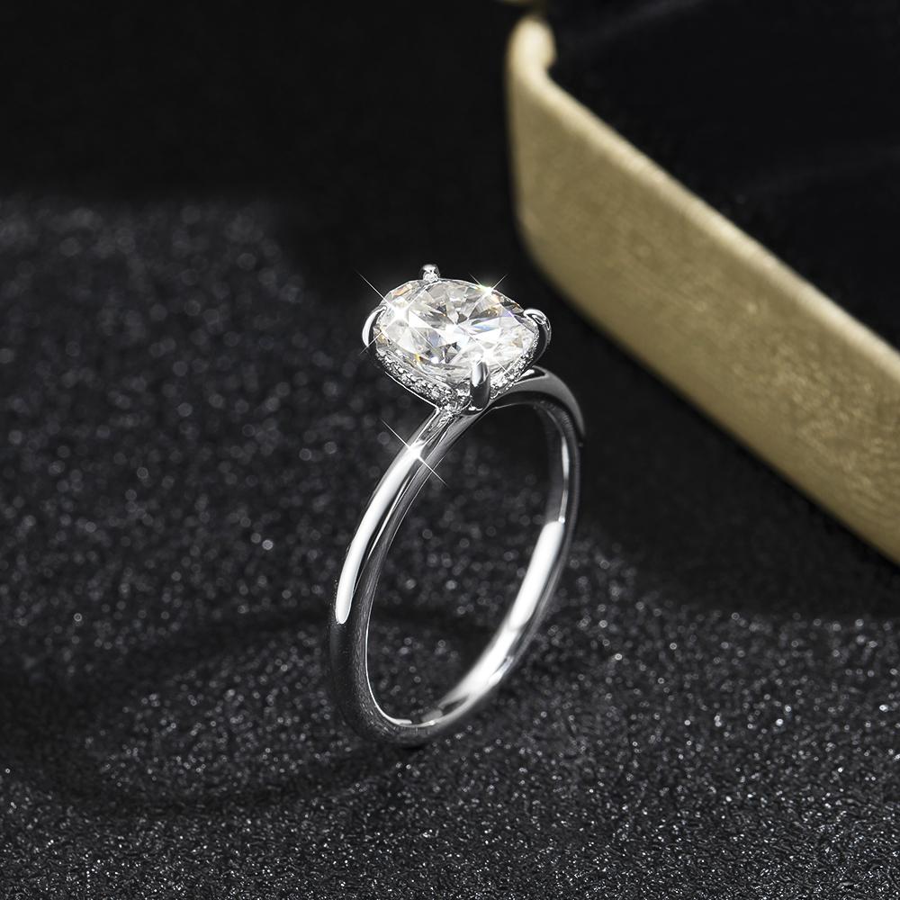 KNOBSPIN D VVS1 Oval Moissanite Rings 4 Prong Setting Classic Trendy Women Engagement Wedding Band GRA Certified 925 Sliver Ring