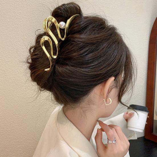 Dámska kovová spona do vlasov s krížovým krabom, hviezdou a mašľou, nepravidelný vlnitý tvar, elegantná geometrická sponka do vlasov, vlasové doplnky