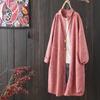 Women's Blouse Loose Cotton-Linen Shirt Women's Long Coat Shirt