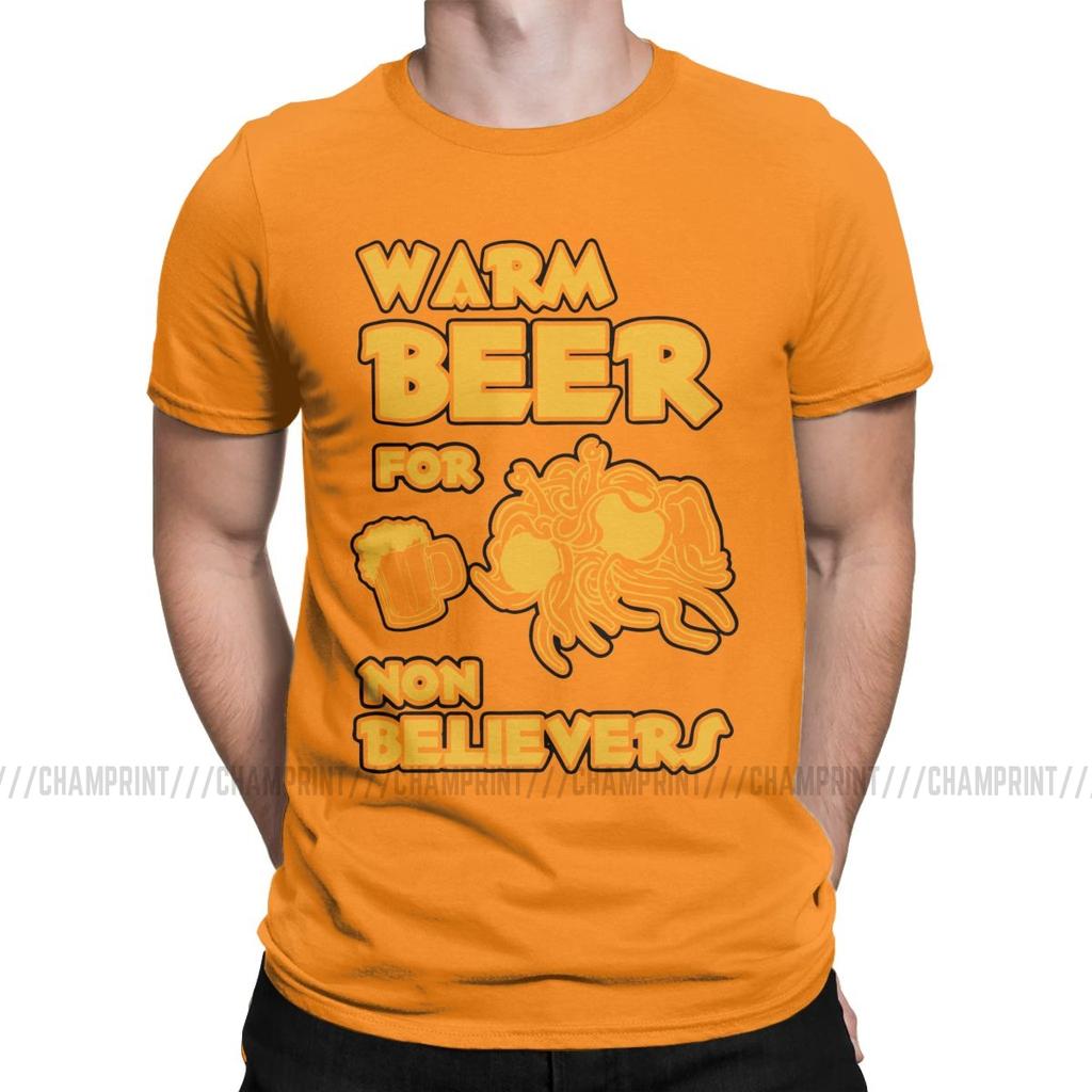 Warm Beer For Non Believers Pastafarian T Shirts Men Flying Spaghetti Monsterism Pastafarianism Fsm Religion Church