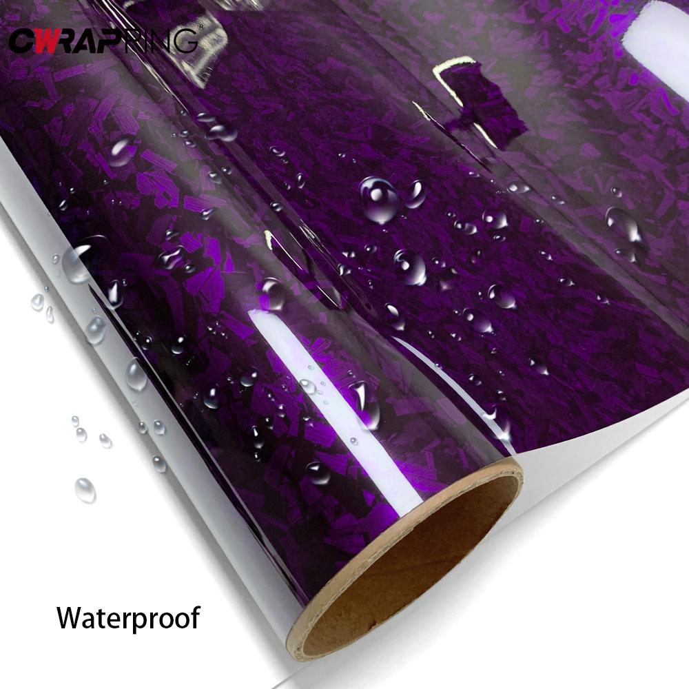 Forged Carbon Fiber Glossy Purple Crystal Forged Carbon Fiber Wrapping Vinyl Film Air Release Stickers Wrap Foil Car Accessories