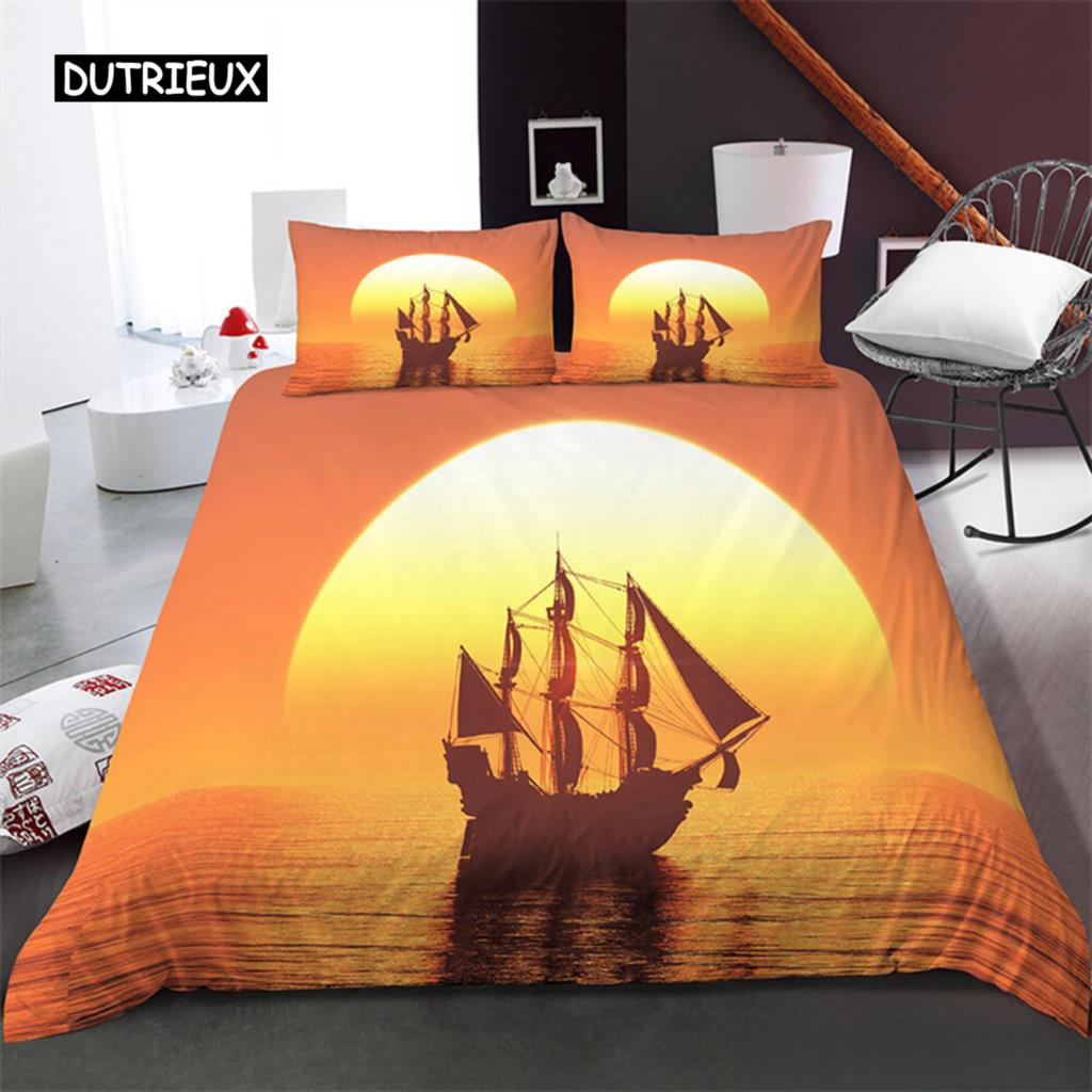 Beach Scenery Duvet Cover Summer Hawaii Landscape Bedding Set Twin Full King For Girl Boys Microfiber Tropical Trees Quilt Cover