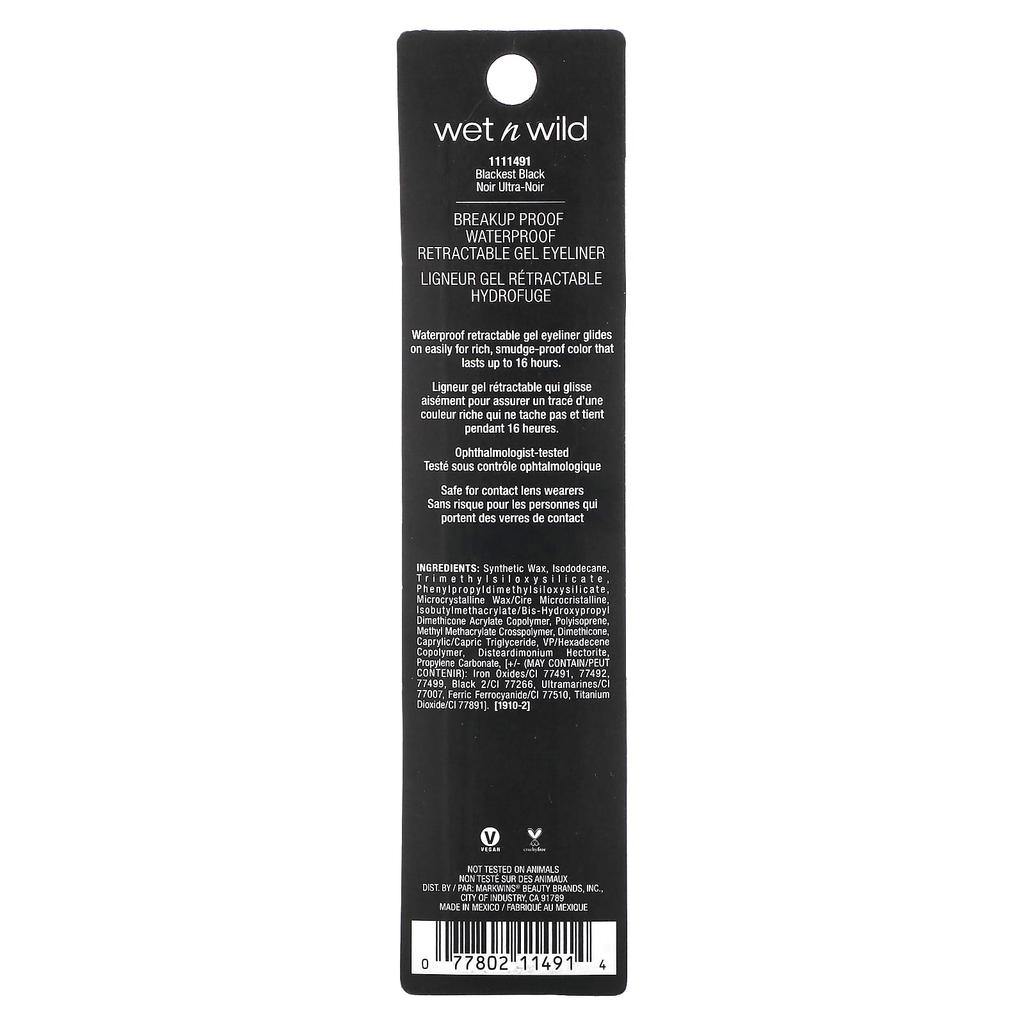 Breakup Proof, Waterproof Reflective Gel Eyeliner, Blackest Black, 0.23G(0.008Oz)
