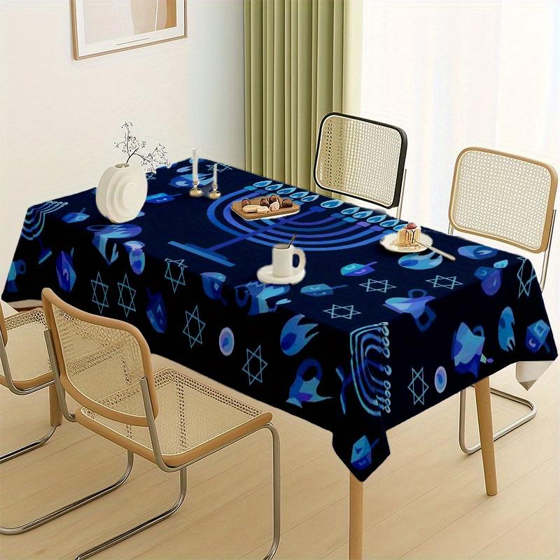 Jewish Menorah Rectangle Tablecloth for Table Decor Holiday Party Waterproof Reusable Table Cloth for Tables Kitchen Dining