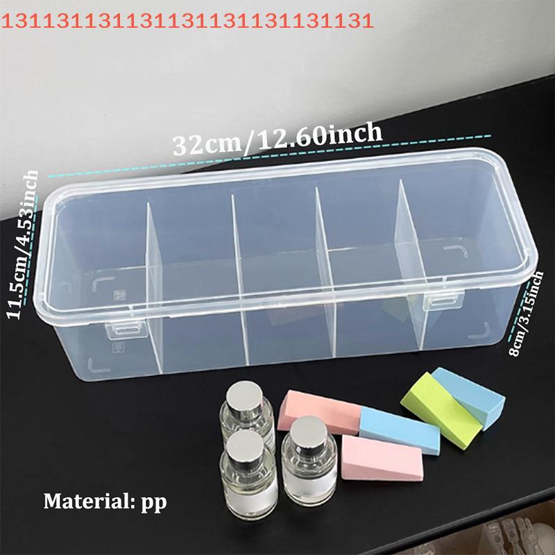 1PCS Transparent Plastic Nail Art Storage Box Organizer Case for Rhinestones Brushes Pens Buffers Grinding Files
