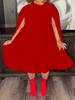 C8546 2023 Elegant Cape Pleated Plus Size Dress for Women
