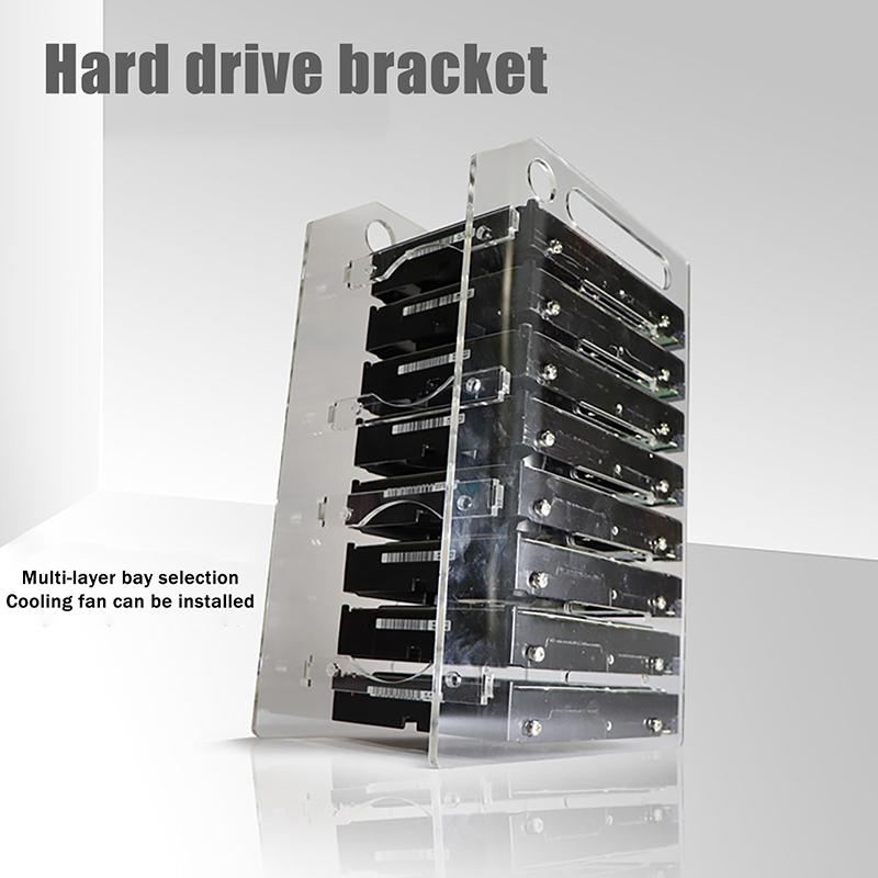 3/4/6/8Layer Hard Drive Cage Hard Drive Bracket For 3.5In Hdd Ssd Diy Storage Acrylic Rack Shelf With Cooling Fan Space