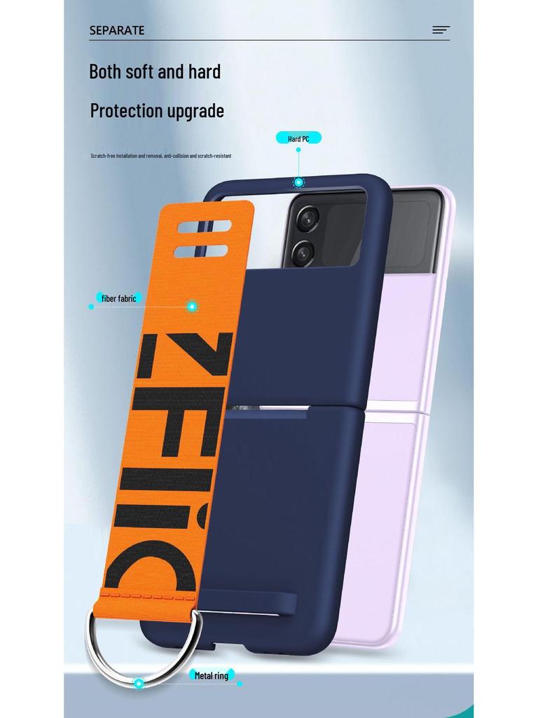 Samsung Zflip7/Huawei P50 Pocket Folding Phone Case with Letter Wrist Strap and Stand.
