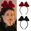 Year Red Velvet Bow Knot Headband Red Black Big Bow Knot Christmas Headwear Women Girls Hair Accessories Hair Band Ties