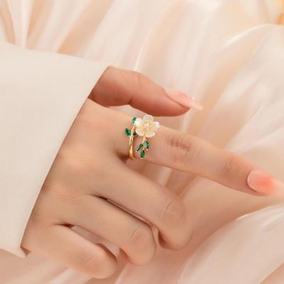 Elegant Spring & Summer Floral Open Ring: Luxurious, Delicate Micro-Inlaid Design for a Sweet, Chic Touch