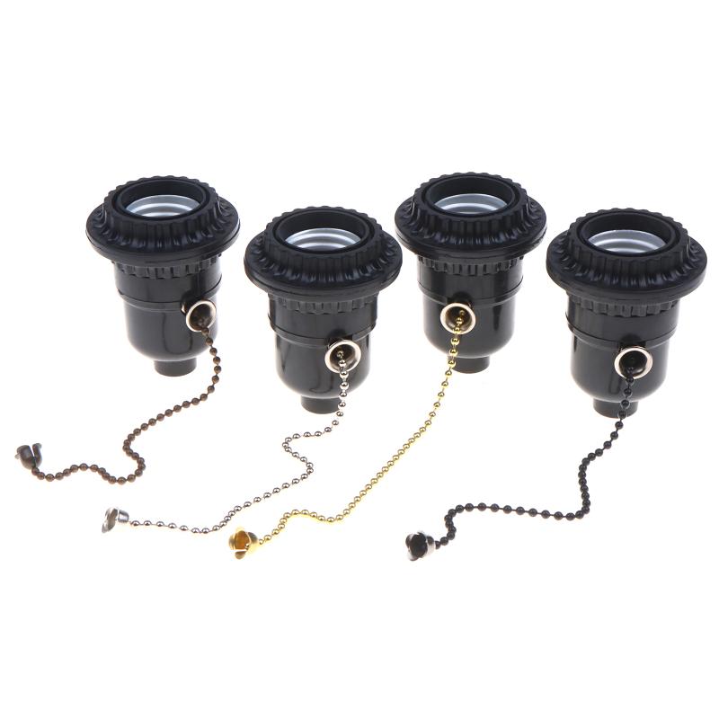 Pull Chain E26 E27 Lamp Socket Adapter Pull Switch Light Bulb Base Tool-Free Install for Home DIY Lighting Projects