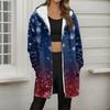 Women's Christmas Printed Fashionable Loose Zipper Fleece Hoodie Jacket