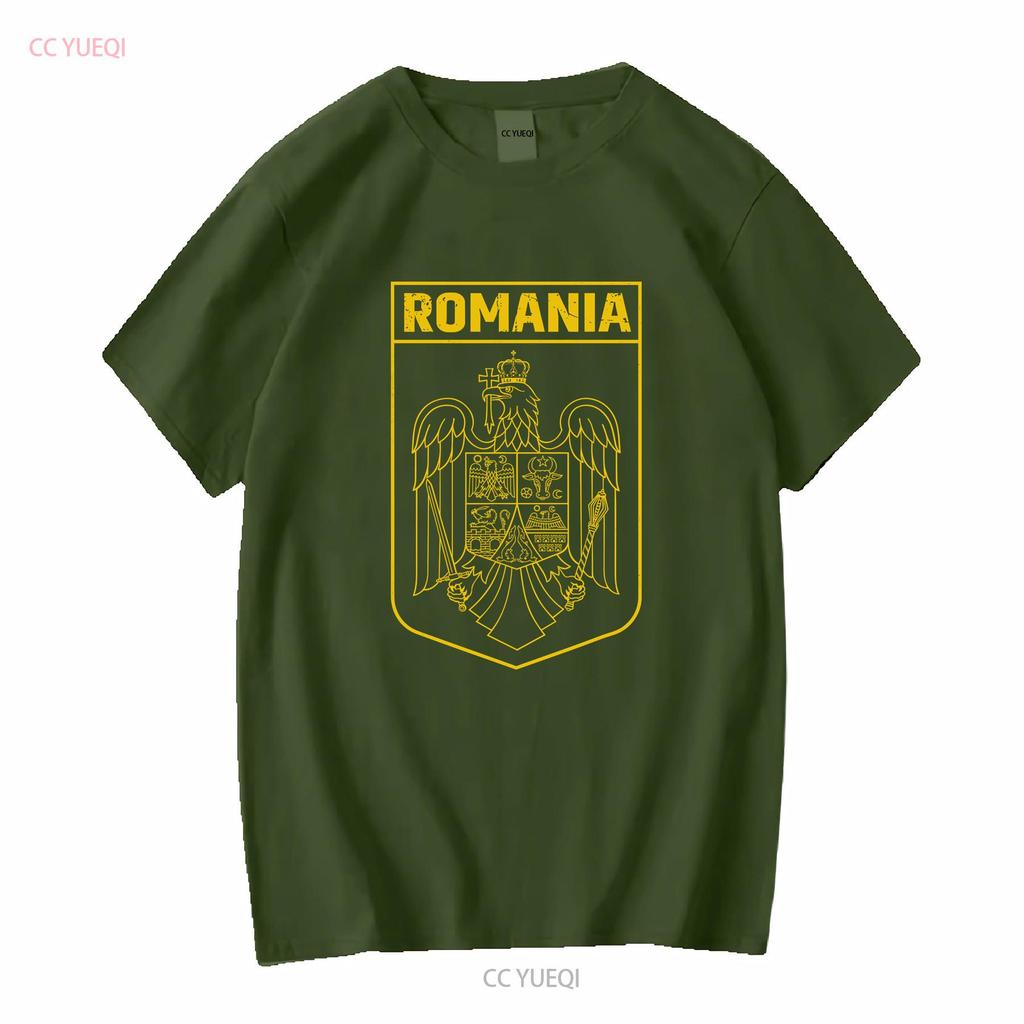 Mens Romania Patriotic Flag T Shirt National Logo Country Coat Of Arms Romanian s long or short sleeves vintage Washed Slightly