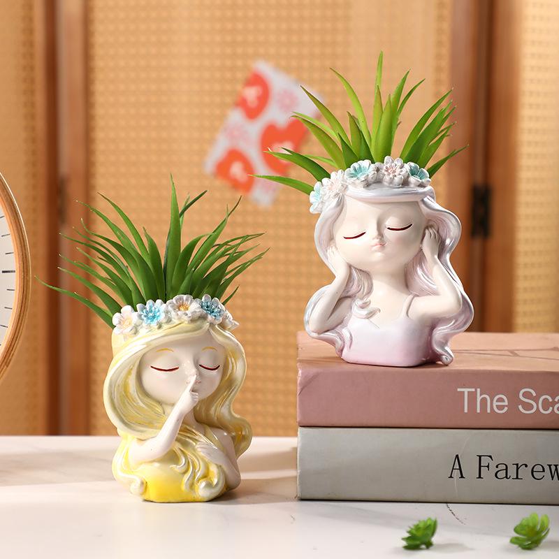 Girl's Flower Simulation Bonsai for Home and Office Decor