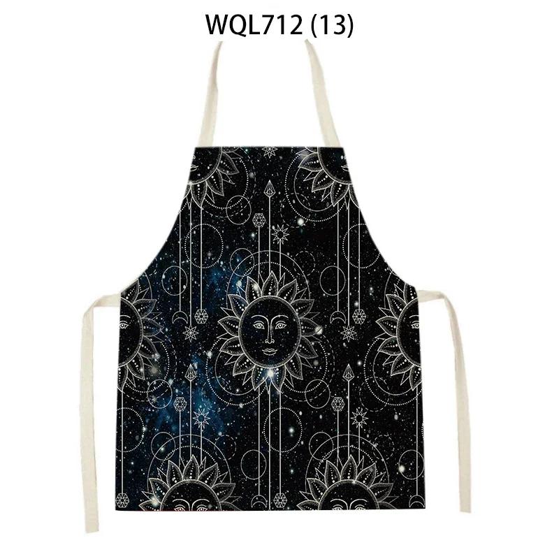 Rocket Planet Print Kitchen Apron for Women Creative Universe Style Baking Accessories Cooking Apron Household Cleaning Pinafore