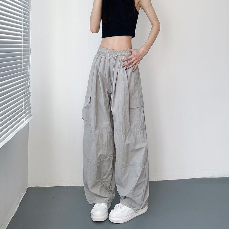Summer Plus Size Wide-Leg Ice Silk Quick-Dry Pants for Women S