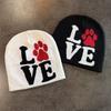 Paw Letter Dog Pattern Neutral Casual Warm Knitted Hat For Fall And Winter
